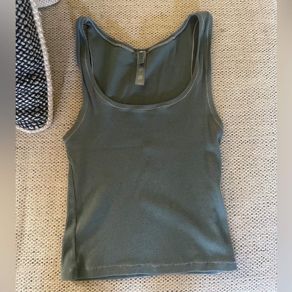 Skims Cotton Ribbed Tank Grey/Blue